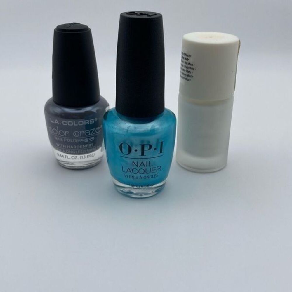 New Nail Polish Bundle OPI Surf Naked + L.A. Colors + CBI Matte Top Coat (3 Pc)
